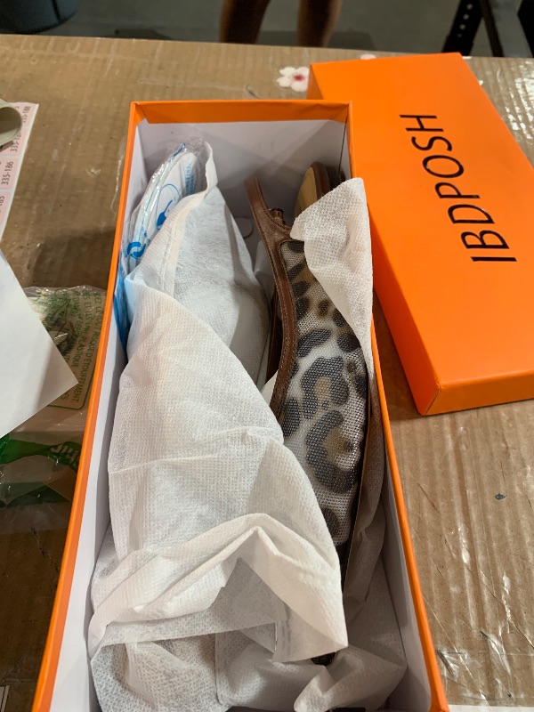 Photo 1 of IBDPOSH Leopard Slingback Flats for Women Stylish Pointed Toe Design with Comfortable Mesh Material for Breathable Party Dress Elegant Shoes Size 8.5