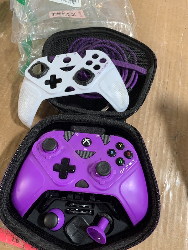 Photo 1 of Victrix Gambit World's Fastest Licensed Xbox Controller, Elite Esports Design with Swappable Pro Thumbsticks, Custom Paddles, Swappable White / Purple Faceplate for Xbox One, Series X/S, PC