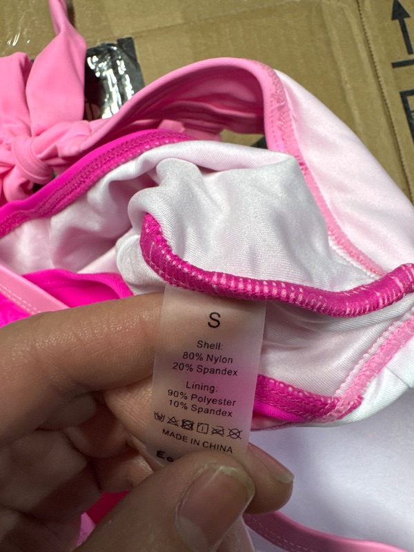 Photo 1 of **Small***
Eomenie Women's One Piece Swimsuits Tummy Control Cutout High Waisted Bathing Suit Wrap Tie Back 1 Piece Swimsuit Pink Color Block