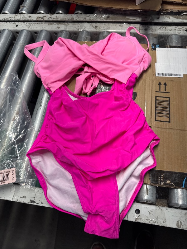 Photo 1 of **Small***
Eomenie Women's One Piece Swimsuits Tummy Control Cutout High Waisted Bathing Suit Wrap Tie Back 1 Piece Swimsuit Pink Color Block