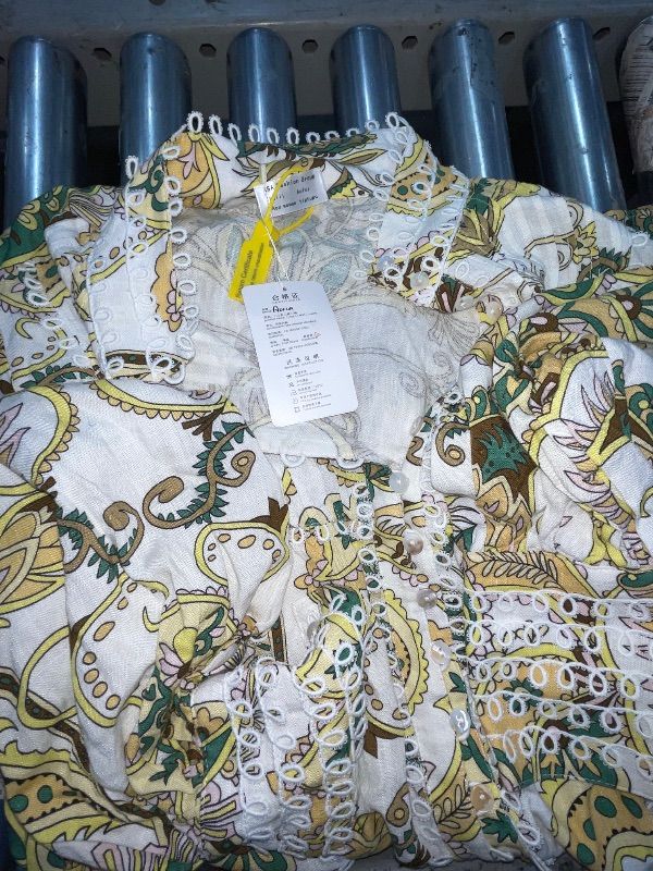 Photo 1 of (used/fair) (bagged) (small) Aofur Summer Cotton V Neck Long Losse Sleeve Casual Party A-Line Dresses Embroidery Short Dress(Small,GreenFloral)