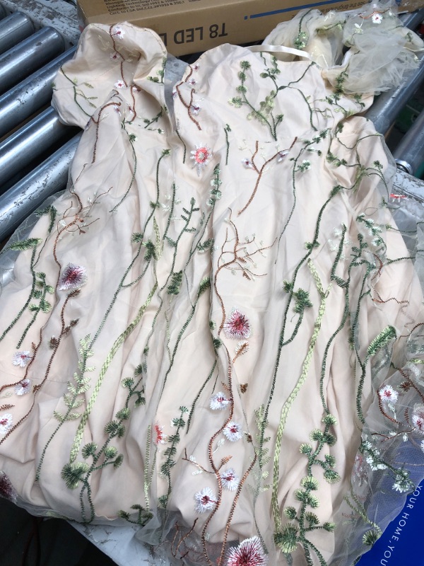 Photo 1 of (xxl) Spaghetti Straps Mesh Floral Embroidery Dress Tulle Flower Dress for Women Mesh Embroidered Dress 50s Cocktail Dresses