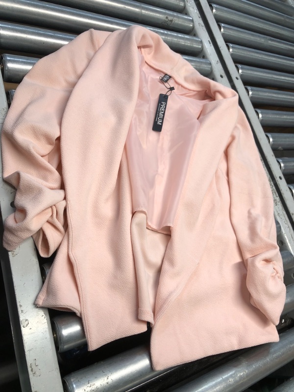 Photo 1 of **SMALL SPOT ON INSIDE OF LAPEL** LL WSK2324 Women 3/4 Sleeve Blazer Open Front Cardigan Jacket Work Office Blazer XXL Pink