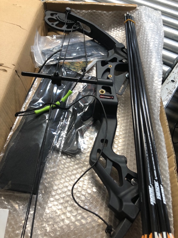 Photo 1 of **MISSING PIECES, BOW STRING IS SNAPPED**
WUXLISTY Compound Bow and Arrow for Youth and Beginner, Archery Bow Set for Kids 8-12, 16-20 lbs Draw Weight, 17.3"-26" Draw Length (Black)