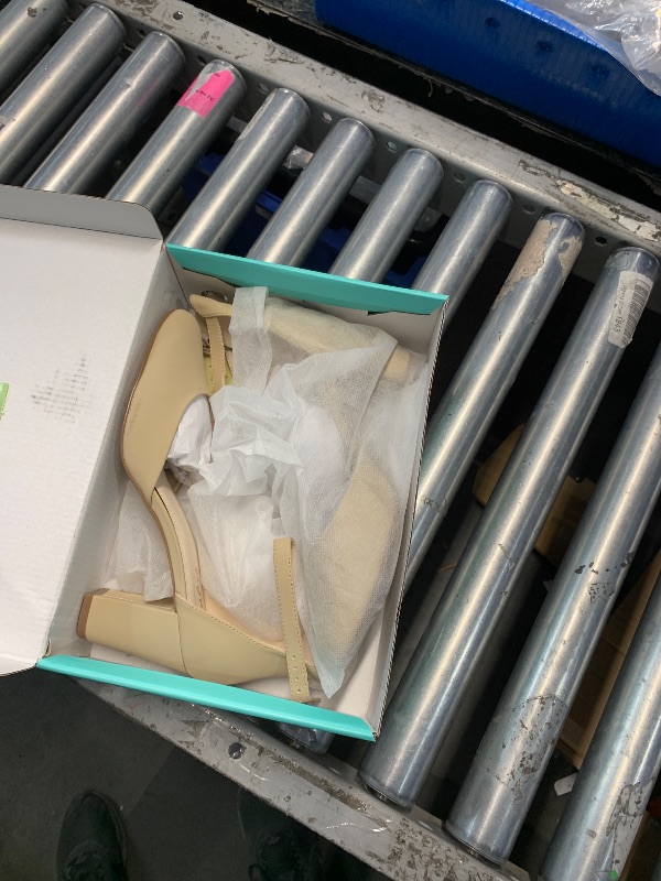 Photo 1 of (SIZE 11) (USED FAIR) Ankis Closed Toe Heels for Women -Nude Womens Heels Closed Toe Chunky Block Pumps Shoes, 3 Inch