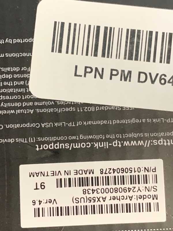 Photo 1 of **SEE NOTES** TP-Link AX1800 WiFi 6 Router V4 (Archer AX21) – Dual Band Wireless Internet, Gigabit, Easy Mesh, Works with Alexa - A Certified for Humans Device