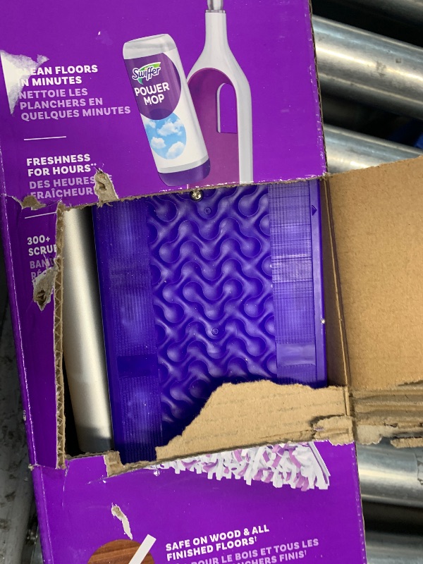 Photo 1 of ***(USED)***
Swiffer PowerMop Multi-Surface Mop Kit for Floor Cleaning, Includes PowerMop, 2 Mopping Pad Refills, 1 Cleaning Solution with Fresh Scent and 2 Batteries