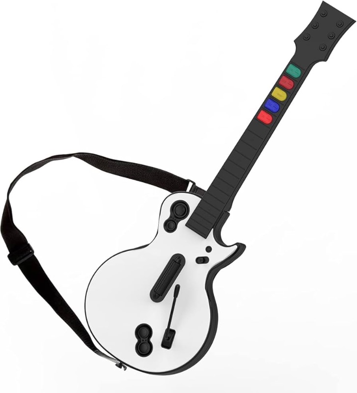 Photo 1 of (MISSING DONGLE) (PARTS) DOYO Guitar Hero Controller for PC and PS3 - Wireless for Guitar Hero 3/4/5 and Rock Band 1/2 Games - With Straps & Wireless Dongle, White/5 Keys