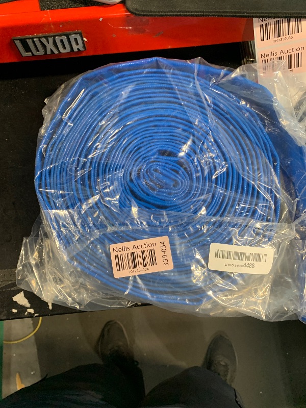 Photo 1 of (SEE NOTES) Eastrans 1-1/4'' x 50ft Blue PVC Lay-Flat Backwash Hose for Swimming Pools, Heavy Duty Discharge Hose Reinforced Pool Drain Hose, Weather Resistant Ideal for Water Transferring