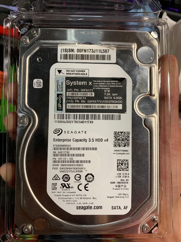 Photo 1 of **NOT FUNCTIONAL, PARTS ONLY**
Seagate Enterprise Capacity 3.5 HDD 6TB 7200 RPM 512e SATA 6Gb/s 128MB-Cache 3.5-Inch Hard Disk Drive - ST6000NM0024 (Renewed)