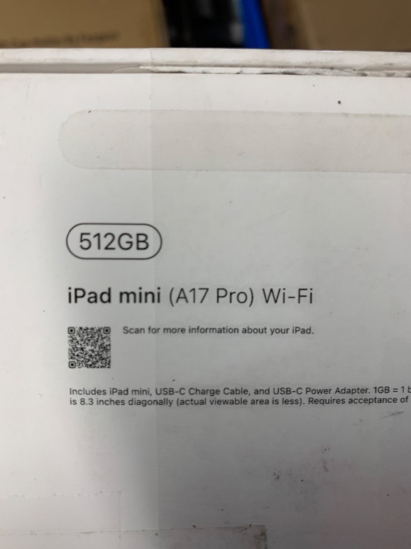 Photo 1 of *** DOES NOT TURN ON/ FOR PARTS ONLY***Apple iPad mini (A17 Pro): Apple Intelligence, 8.3-inch Liquid Retina Display, 512GB, Wi-Fi 6E, 12MP Front/12MP Back Camera, Touch ID, All-Day Battery Life — Space Gray