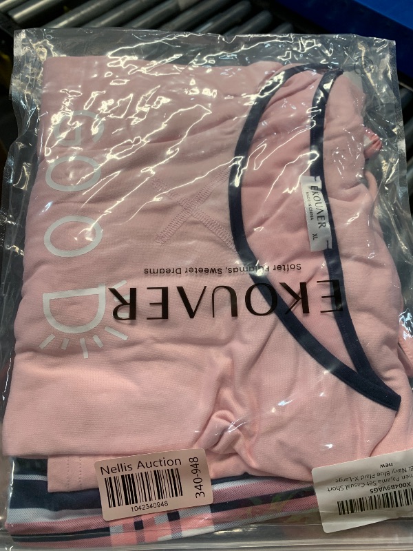Photo 1 of Ekouaer Women Pajama Set Casual Short Set Pink & Navy Blue Plaid X-Large