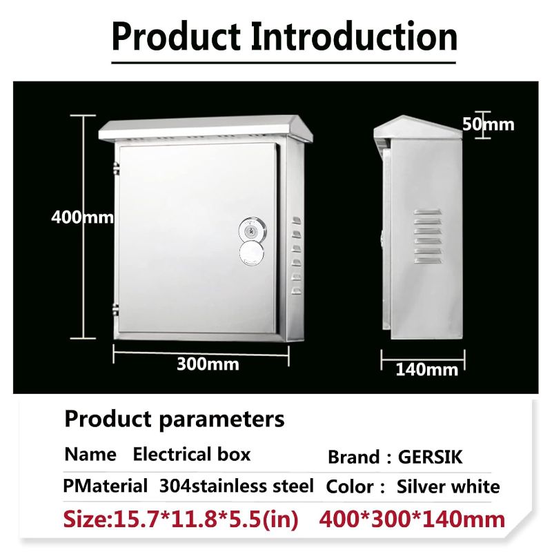 Photo 1 of (PARTS) (NOT A COMPLETE SET) GERSIK 304 Outdoor Stainless Steel Electrical Box Enclosure, IP67 Waterproof Junction Box, Weatherproof Nema Enclosure Box, Wall-Mounted Project Boxes for Electronics with Insulation Mounting Plate 19.7"x 15.7"x6.3"(circle loc