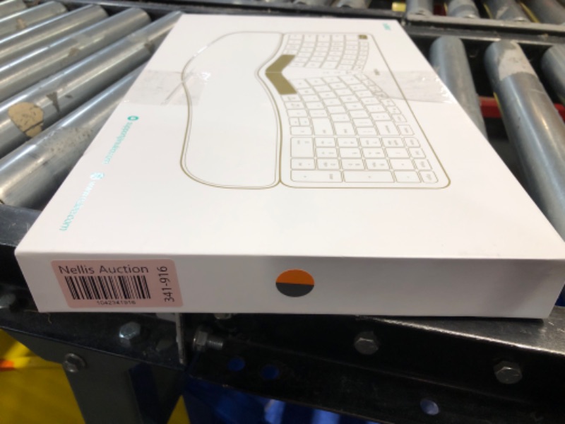 Photo 1 of ***MISSING DONGLE*** Nulea RT05B Wireless Ergonomic Keyboard, Split Keyboard with Cushioned Wrist Rest, Bluetooth and USB Connectivity, USB-C Rechargeable, Compatible with Windows Mac Grey Orange