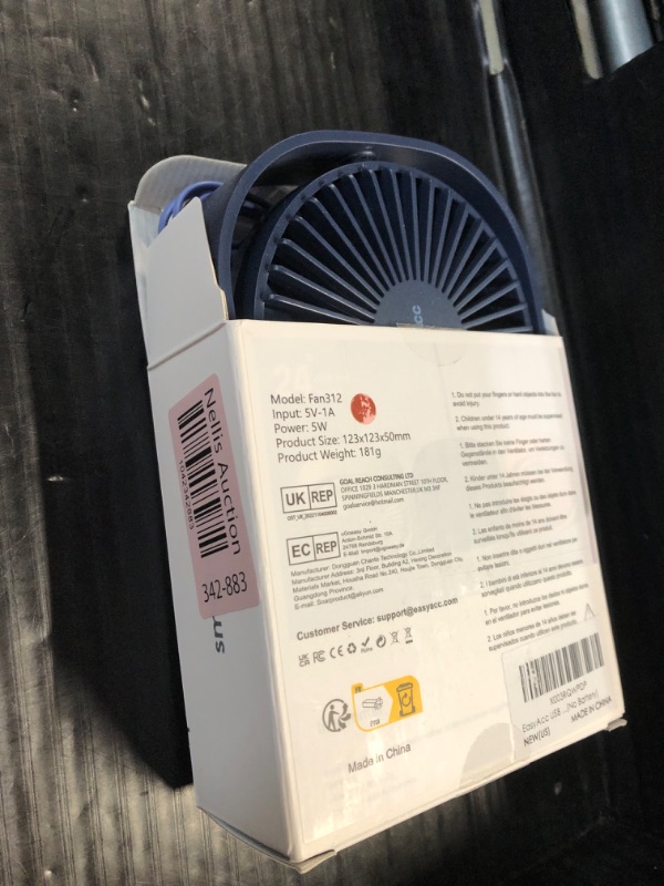 Photo 1 of *STOCK IMAGE FOR REFERENCE*
EasyAcc USB Small Desk Fan, Slumber Pod Fan [360°Rotatable &Powerful] 3 Speeds Portable Personal Table Travel Fan for Desk Cruise Ship Dorm Bedroom Office Office (No Battery)