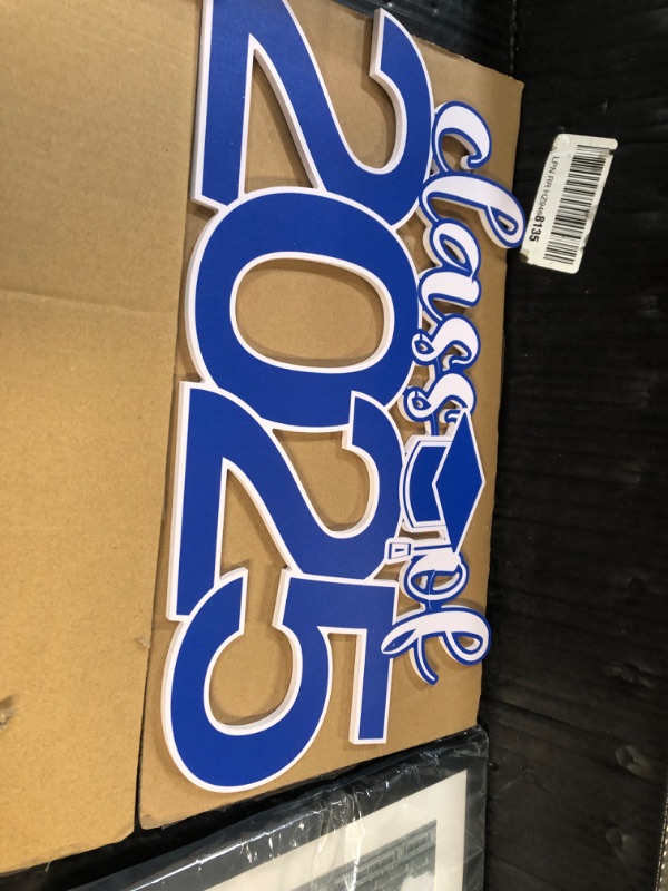 Photo 1 of 2025 Graduation Decorations Blue and White Class of 2025 Wooden Sign for Grad Party Decor Table Centerpiece Senior Photo Booth Props for Class of 2025 Celebrations