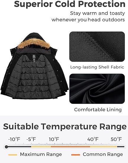 Photo 1 of (4XL) (BAGGED) wantdo Women's Plus Size Coats Puffer Parka Jacket Waterproof Winter Coat with Hood Black 4X
