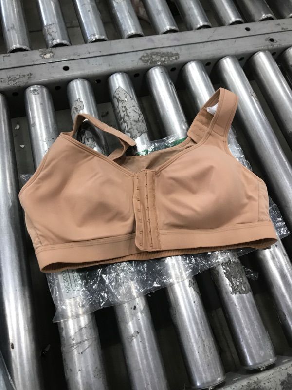 Photo 1 of DELIMIRA Women's Front Closure Bras Posture Full Coverage Plus Size Underwire Unlined Back Support Plunge Seamless Bra B-H Cups Beige 36C