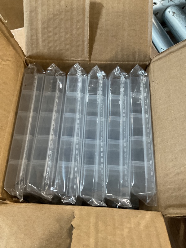 Photo 1 of 12 Pack Mini Clear Storage Containers with 10 Grid Dividers, Small Plastic Tackle Boxes for Beads, Buttons, DIY Jewelry (2.5 x 5 In)