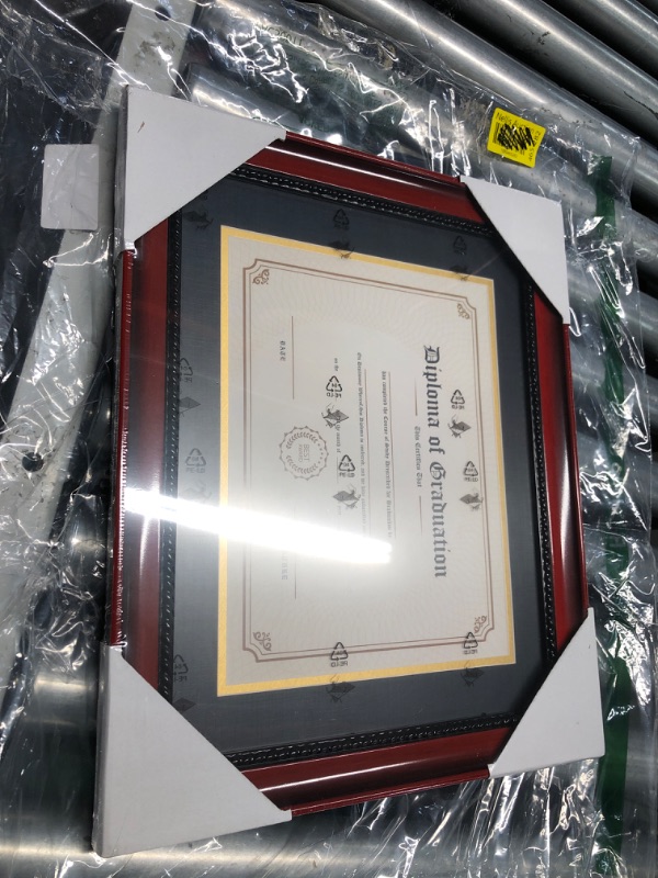 Photo 1 of ***FACTORY SEALED***GMFrames 8.5x11 Diploma Degree Frame with Mat or Display 11x14 Certificates without Mat,Solid Wood,Cherry Finish with Intricate Black Rope Detail,UV Protection Acrylic
