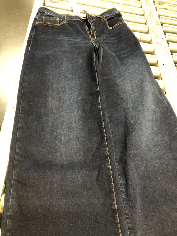 Photo 1 of (women's large) luvamia Wide Leg Jeans Woman Trendy Cropped Jeans for Women Baggy Jeans High Waisted Dark Blue Cropped 