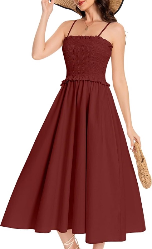 Photo 1 of (BAGGED) Summer Maxi Dress, 2025 Sleeveless Sundress Cotton Dress Strap Smocked Beach Dresses for Women Medium