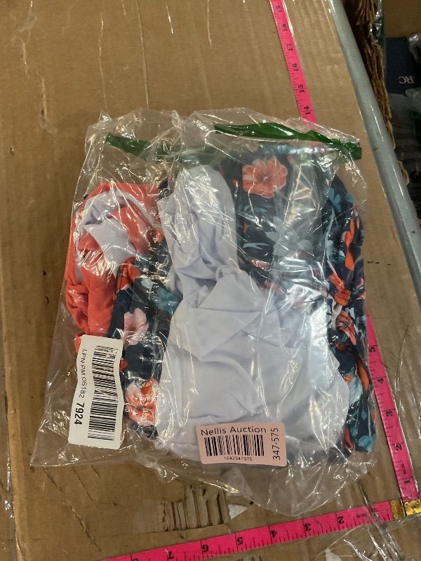 Photo 1 of (XL) (BAGGED) Women Orange Floral Tankini Swimsuit with Shorts - Two Piece Tummy Control Bathing Suit Twist Knot Swimwear 2025 with Pockets XL
