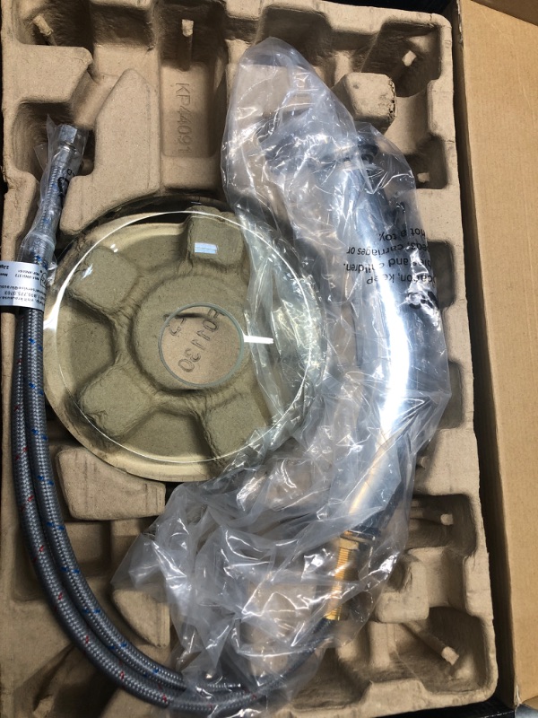 Photo 1 of ***PARTS ONLY***KRAUS Tall Waterfall Bathroom Faucet for Vessel Sink with Clear Glass Disk and Pop-Up Drain, Chrome KGW-1700-PU-10CH-CL