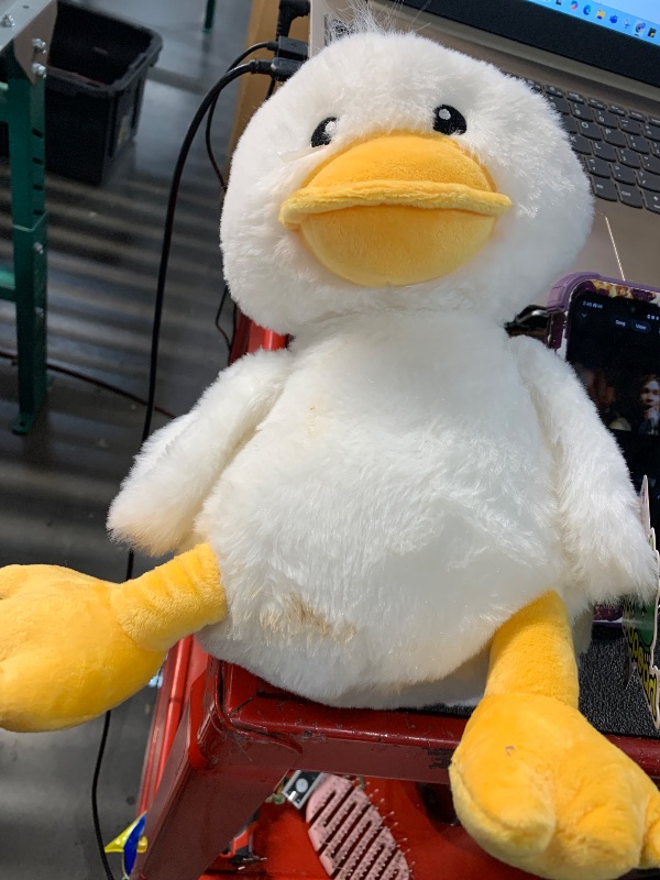 Photo 1 of ***(HEAVILY USED/ MINOR DAMAGE)***
Hopearl LED Musical Stuffed Duck Light up Singing Duckling Plush Toy Adjustable Volume Lullaby Animated Soothe Birthday Gifts for Kids Toddler Girls, White, 11''