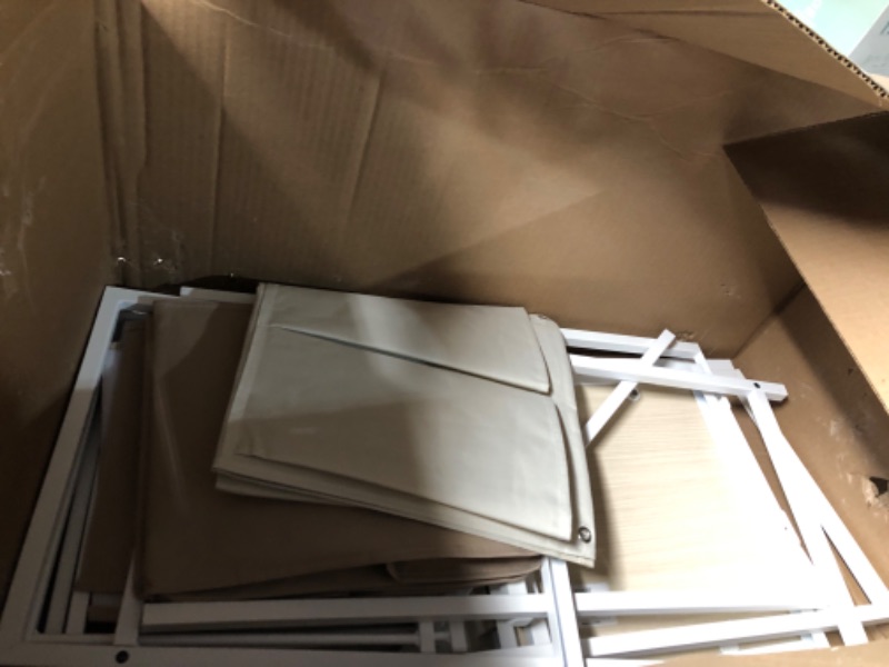 Photo 1 of (used)(missing hardware) VASAGLE Laundry Hamper with 3 Compartments, 26.4 Gal. (100 L) Laundry Sorter, Rolling Laundry Cart with Shelves