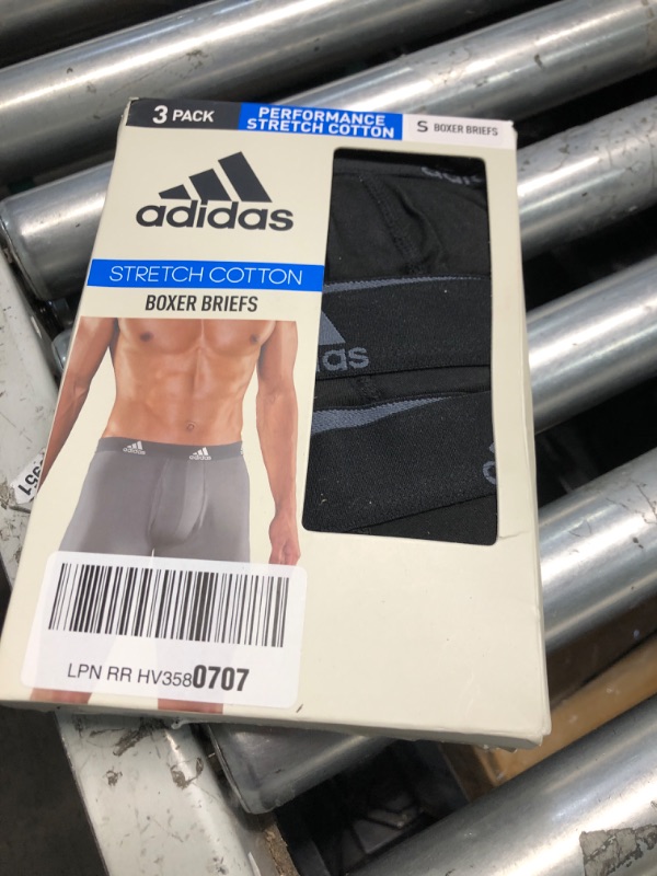 Photo 1 of adidas Performance Cotton, Men's Underwear Boxer Brief, Soft Stretch, Superior Comfort, 3-Pack, Black/Onix Grey, Small