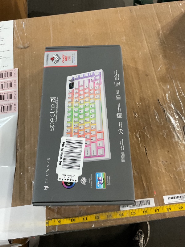 Photo 1 of TECWARE Spectre 75% RGB Mechanical Gaming Keyboard with Customizable LCD Screen, Multi-Function Knob, Gasket Mount, South Face 5-Pin Universal Hot-Swappable Sockets White Candy Red Switch