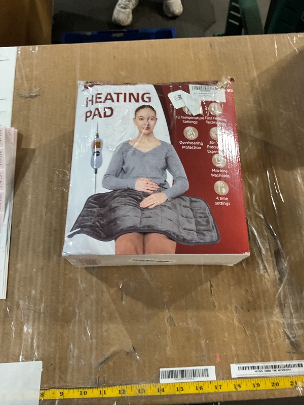 Photo 1 of ***(HEAVILY USED/ MINOR DAMAGE)***Ambershine 17''x33'' Weighted Heating Pad, 5.2lbs with 12 Temperature Settings & 4 Auto-Off Timers, Pain Relief for Back/Neck/Shoulders/Abdomen/Legs, Christmas Gifts for Mom Dad Women Men(Dark Grey)