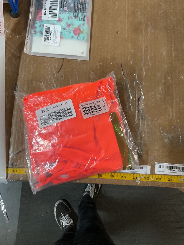 Photo 1 of (BAGGED) (LARGE) Viottiset Women's Cut Out Drawstring One Piece Swimsuit Cheeky High Cut Bathing Suit Orange Large
