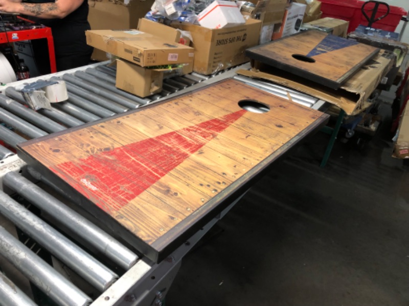 Photo 1 of ***MAJOR DAMAGE - INCOMPLETE - SEE COMMENTS***
GoSports 4 x 2 ft Rustic Design Cornhole Game Set - Includes Two 4 x 2 ft Boards, 8 Bean Bags, and Carry Case