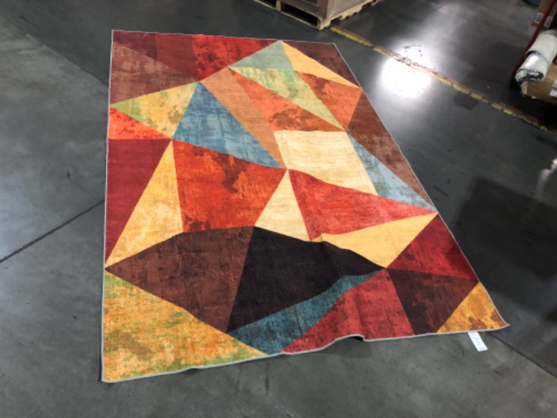 Photo 1 of YIHOUSE Brown Area Rug 6x9, Geometric Area Rug,Burnt Orange Area Rug Non Slip,Farmhouse Rugs Washable,Vintage Burgundy Rugs for Living Room, Boho Area Rug for Kitchen,Dining Room,Bedroom