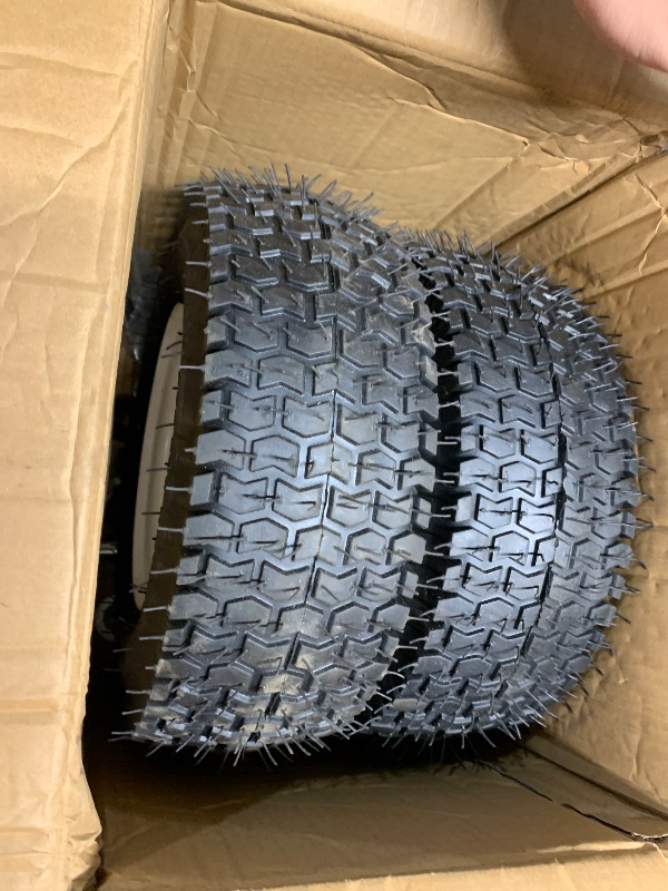 Photo 1 of **JUST WHEELS**GICOOL 13x5.00-6 Rubber Lawn Mower Tire and Wheel, 2 Pcs Replacement 13x5-6nhs Riding Mowers Lawn Pneumatic Tire with 3/4" Bushing, 3" -4.5" Centered Hub