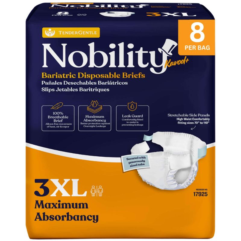 Photo 1 of *** FACTORY SEALED*** 3XL Adult Diapers for Women and Men - 8 Bariatric Disposable Briefs with Tabs and Stretchable Side Panels - Breathable with Maximum Absorbency