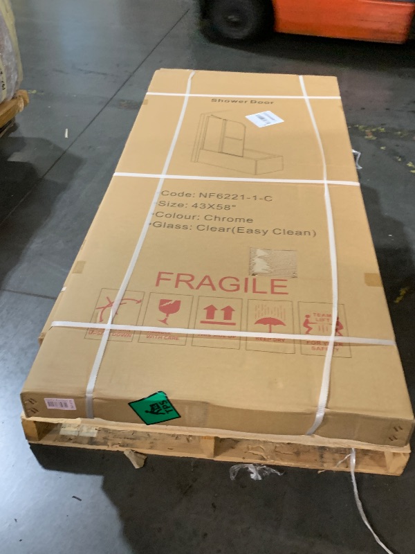 Photo 1 of *** FACTORY SEALED | TRUCK/TRAILOR PICK-UP ONLY***Sunrosa Pivot Tub Shower Door 43-3/8"58", Bifold Bathtub Door With Tempered Glass, Frameless Design With Towel Bar, Chrome Finish