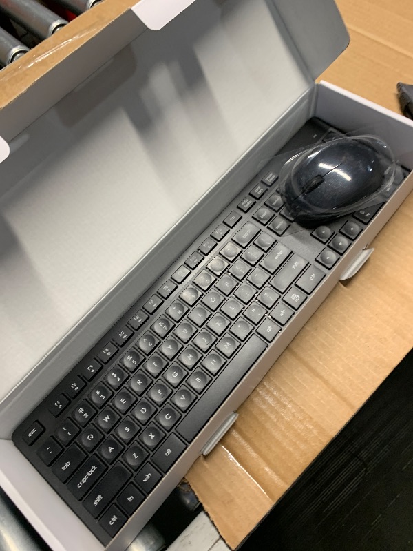 Photo 1 of LeadsaiL Wireless Keyboard and Mouse Combo, Full-Sized Ergonomic Computer Keyboard, 2.4GHz Cordless Keyboard Silent Mouse Set with 2-in-1 USB Receiver, 12 FN Shortcuts for Windows Laptop, PC/Mac-Black