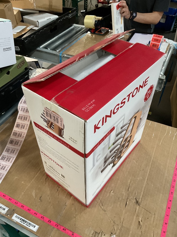 Photo 1 of KINGSTONE Kitchen Knife Set with Block,14 Pcs German Stainless Steel Knife Set with Built-in Sharpener, Dishwasher Safe Knife Block Set (walnut, 14pcs)