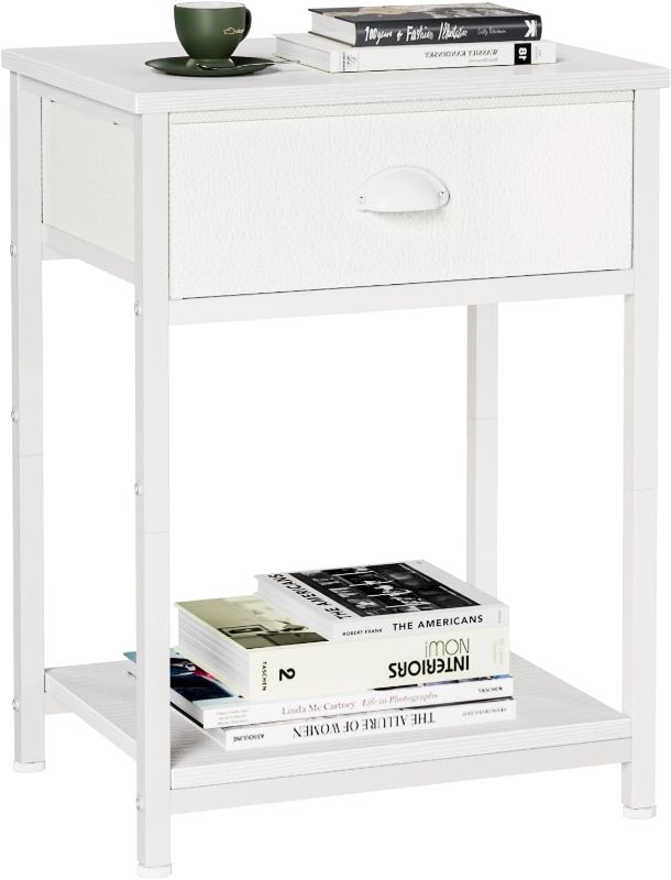 Photo 1 of ***(PARTIAL SET/ ONLY 1)***
Furologee White Nightstands Set of 2, End Table with Fabric Drawer, Small Side Table for Small Spaces, 2 Tiers Storage Shelves End Table, Bedside Table for Living Room, Bedroom, Dorm