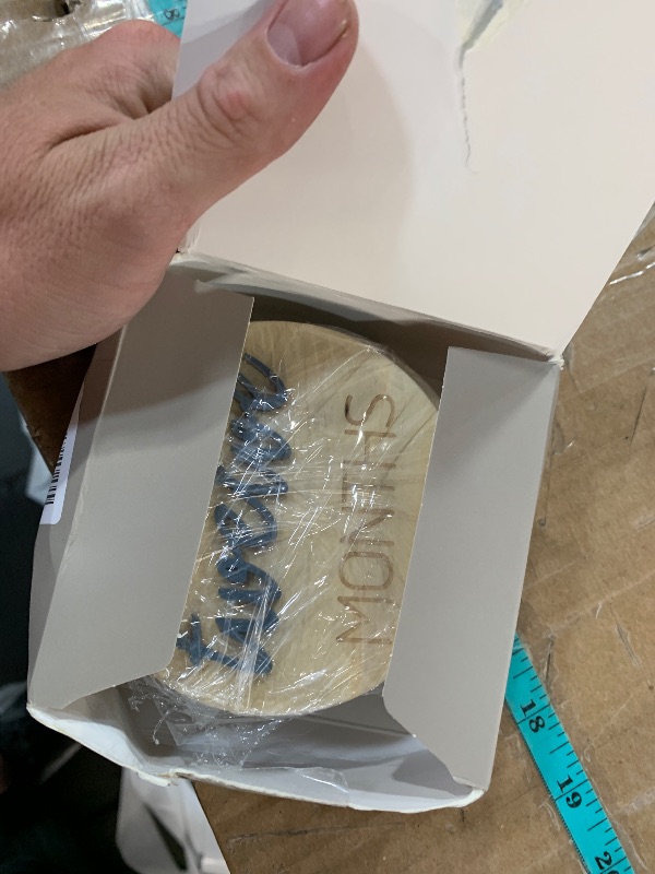 Photo 1 of Baby Monthly Milestone Markers Disc, Wooden 3D Milestone Cards for Photos, Baby Announcement Sign,Slate Blue, 1-12 Months, 4 Inches in Size.