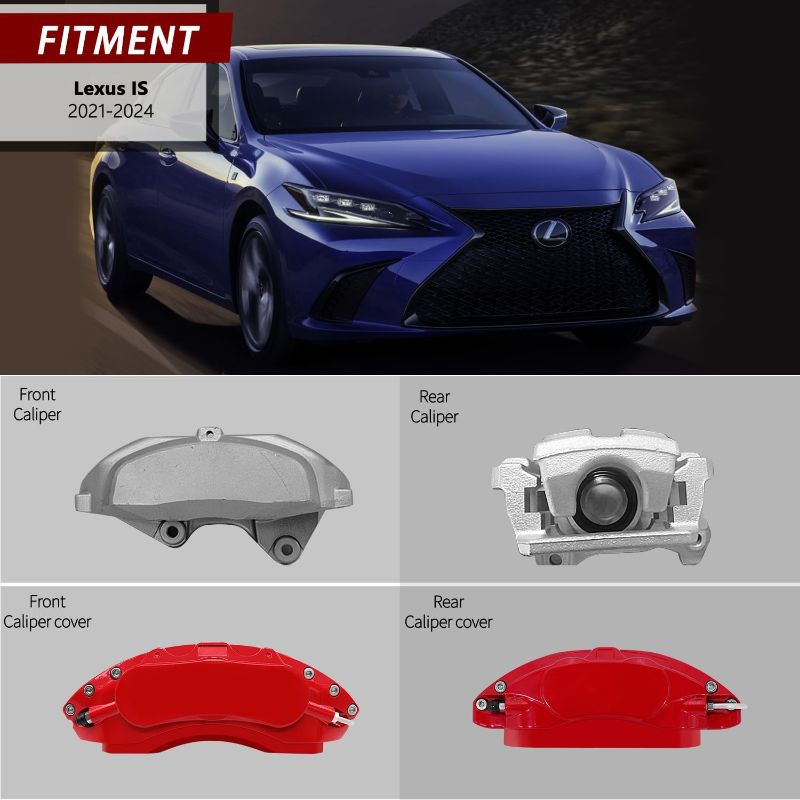 Photo 1 of (FAIR) (MISSING ONE) AOOA Aluminum Red Caliper Covers Fits Lexus IS 2021-2024?front and rear?
