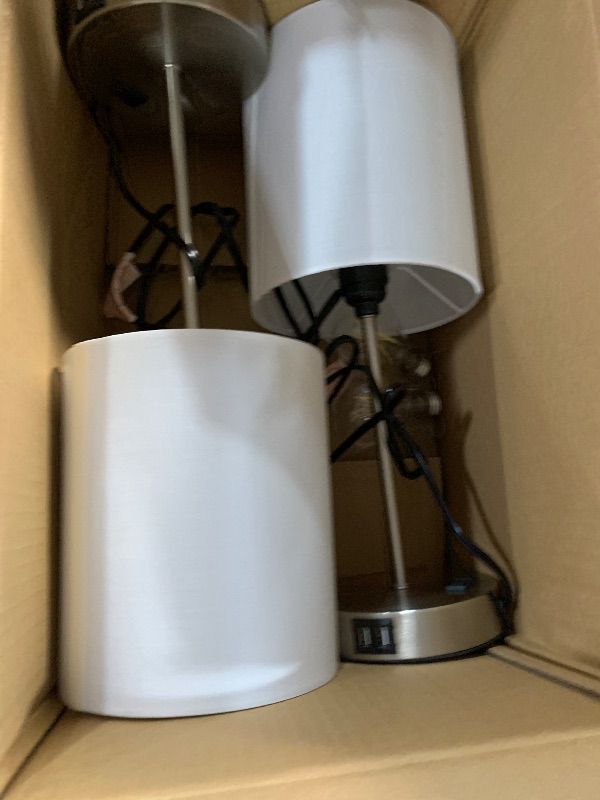 Photo 1 of ???? ??? Set of 2 Touch White Table Lamps with 2 USB Ports & AC Outlet, 3-Way Dimmable Bedside Nightstand Lamps for Bedroom Living Room Nursery , 800 Lumens 5000K Daylight Bulbs Included