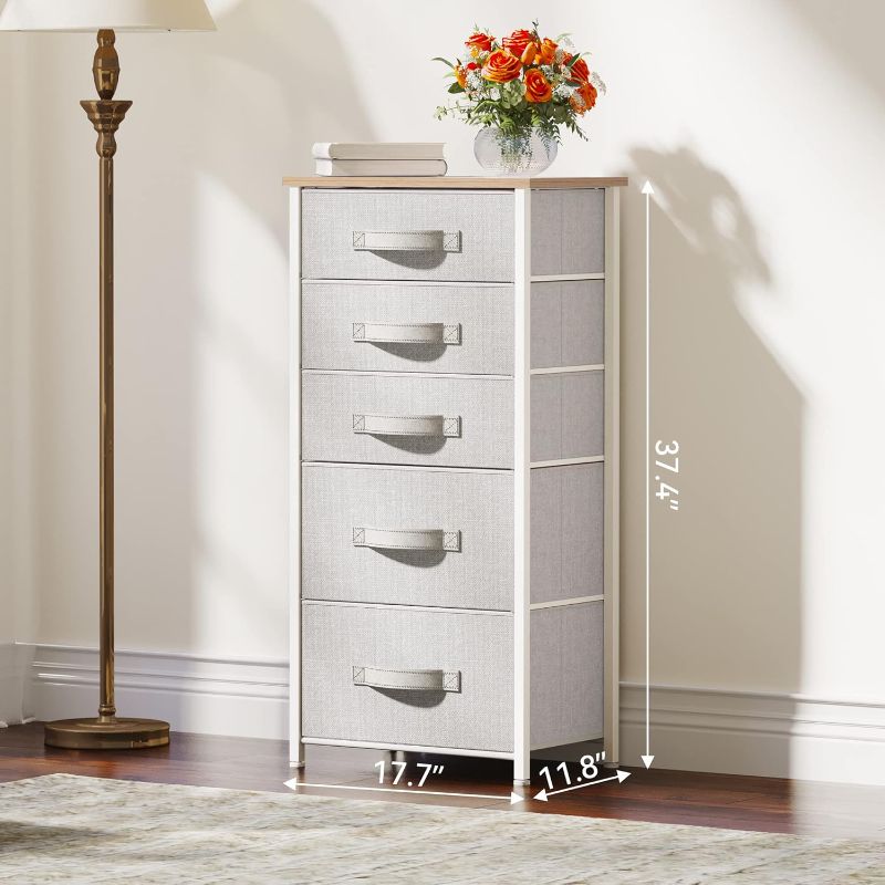 Photo 1 of (used)(unknown if complete) YITAHOME 5 Drawers Dresser, Vertical Fabric Storage Tower Organizer Unit for Living Room, Hallway - 
