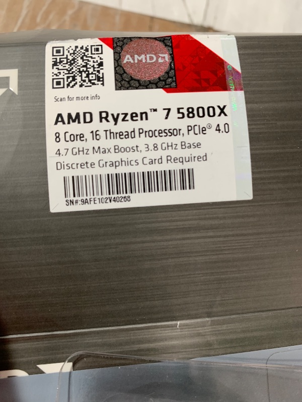 Photo 1 of AMD Ryzen 7 5800X 8-core, 16-thread unlocked desktop processor