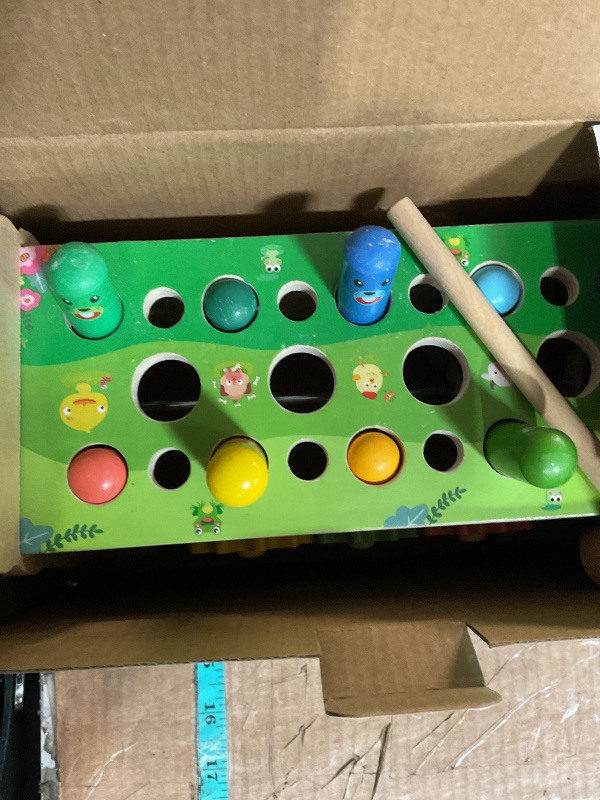 Photo 1 of **HEAVILY USED**
Amtreen 6-IN-1 Wooden Montessori Toys for 1 Year Old, Whack-A-Mole Game | Play the Xylophone | Frog Clock | Carrot Harvest Game | Spinning Gear, Toddler Toys Aged 1-4, Baby Toy Gift for Early Learning