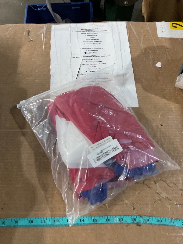 Photo 1 of 1 Pack 4th of July Plastic Table Skirts Decorations, Red White and Blue Patriotic Disposable Table Skirts, Fourth of July Table Party Decorations for Independence Memorial Veterans Day, 2.4 x 14 Ft