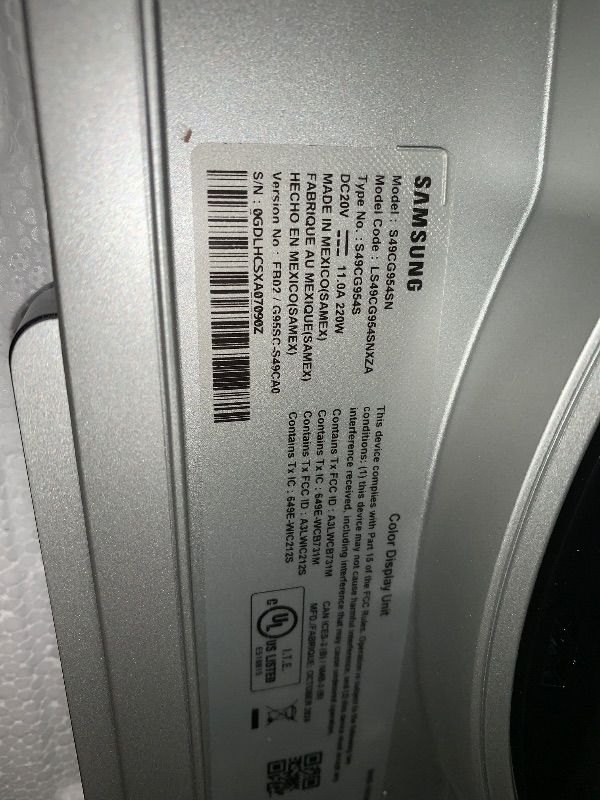 Photo 1 of **SEE NOTES** Samsung 49" Odyssey OLED G9 (G95SC) Series Curved Smart Gaming Monitor w QD-OLED, 240Hz, 0.03ms, AMD Freestyle Premium Pro, G-Sync Compatible, Dual QHD, Neo Quantum Processor Pro, LS49CG954SNXZA, 2023